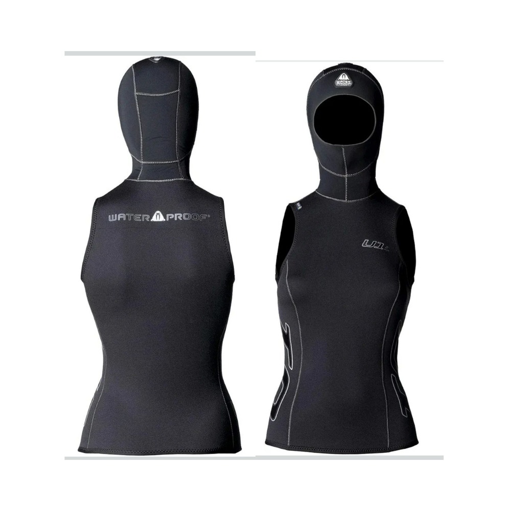 Waterproof 2mm Women's Hooded Vest Wetsuit M/L Scuba Diving Top Neoprene Black